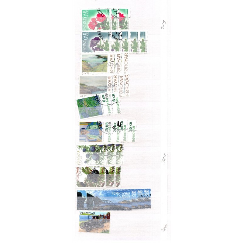 Færøerne - 2004-2019 - 4 udvalgshæfter A5 med diverse mærker inkl. miniark. - 2 Lindner lager indstiksalbum ofte med flere af samme mærke - AFA værdi over 15.000 kr. - Stemplet.